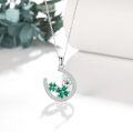 wholesale 925 Sterling Silver Green Crystal Clover Pendant Necklace for Women Girls Mothers Day Gift-0-3