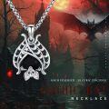 wholesale 925 Sterling Silver Black Onyx Bat Pendant Necklace  Gothic Jewelry for Women and Men Halloween Gift-0-1