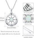 wholesale 925 Sterling Silver Opal Compass Pendant Necklace with Cubic Zirconia and Inspirational Message Never Lose Your Way - Graduation Gift for Her Him-0-3
