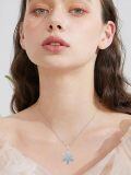 TOUPOP Sterling Silver & Blue CZ Snowflake Pendant Necklace-0-2