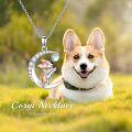 wholesale 925 Sterling Silver Corgi Pendant Necklace with Moon and Cubic Zirconia Cute Animal s for Dog Lovers-0-2