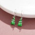 wholesale 925 Sterling Silver Green Crystal Christmas Tree Shape Dangle Earrings for Women-0-1