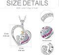 wholesale 925 Sterling Silver Heart-Shaped Rainbow Crystal Unicorn Pendant Necklace for Women's Gifts-0-5