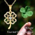 wholesale 14K Gold Four Leaf Clover Charm Necklace - Symbolic Irish Tradition Petals for Hope Faith Love Luck-0-1