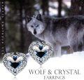 wholesale 925 Sterling Silver Blue Crystal Heart Celtic Knot Wolf Stud Earrings for Women-0-5