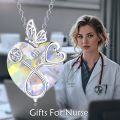wholesale  Sterling Silver Crystal Butterfly Heart Stethoscope Necklace Nurse Doctor Gift -0-1