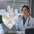 wholesale 925 Sterling Silver Crystal Butterfly Heart Stethoscope Pendant Necklace for Nurses and Doctors Gifts-0-1