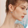 wholesale 925 Sterling Silver Natural Turquoise Square Drop Leverback Earrings-0-5