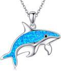 wholesale 925 Sterling Silver Blue Opal Dolphin Pendant Necklace for Women Girls Gifts-0-0
