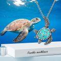wholesale 925 Sterling Silver Turquoise Turtle Pendant Necklace Ocean Beach Jewelry for Women Her Wife Daughter Birthday Graduation Gift-0-1