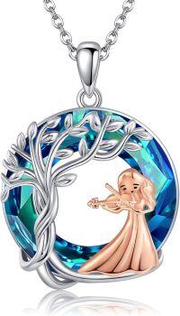 wholesale 925 Sterling Silver Tree of Life Pendant with Violin Flute Design - Musical Jewelry for Women-Violin necklace