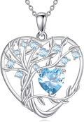 wholesale 925 Sterling Silver Birthstone Tree of Life Heart Pendant Necklace for Women-0-0