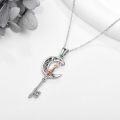 wholesale 925 Sterling Silver Moon Key with Fox Pendant Necklace - Gifts for Women and Girls-0-4