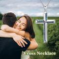 wholesale 925 Sterling Silver Blue Abalone Shell Inlay Cross Pendant Necklace for Women and Men Christian Gifts-0-4