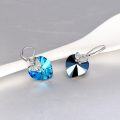 wholesale 925 Sterling Silver Butterfly Blue Crystal Heart Leverback Earrings-0-2