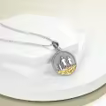 TOUPOP Sterling Silver Family Coin Pendant Necklace with Stones-0-3