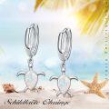 wholesale 925 Sterling Silver Opal Sea Turtle Huggie Hoop Earrings Oceanic Jewellery Gift for Her-0-5