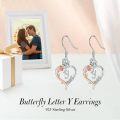 wholesale TOUPOP Rose Heart Earrings For Women Sterling Silver Butterfly Initial Y Letter Drop Dangle Earrings Anniversary Birthday Christmas Jewelry Gifts For Her Wife Girlfriend Mom -0-2