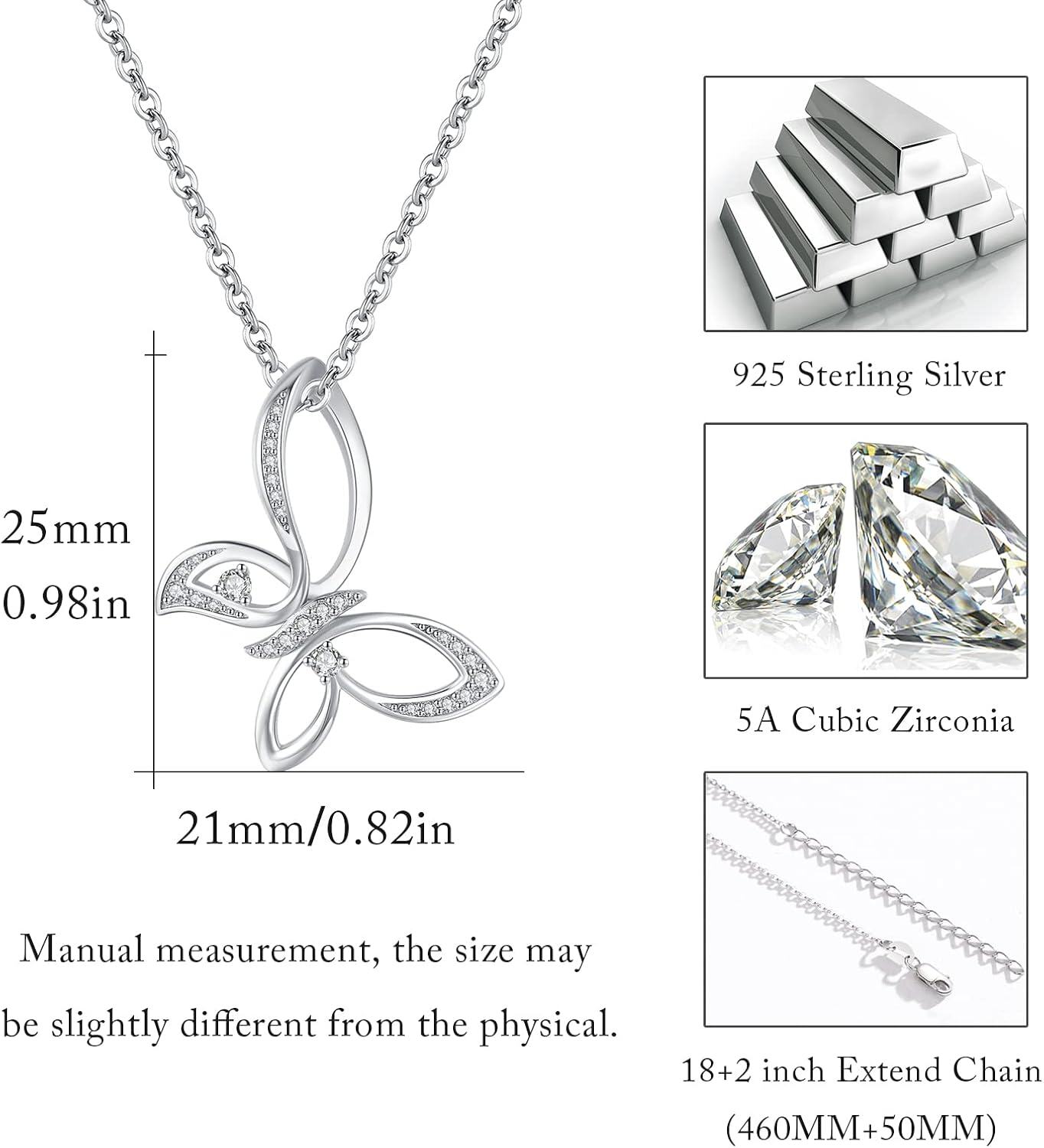 Sterling Silver Gold Plated Rose Gold Butterfly Necklace for Women Girls Valentine s Day Gifts-0-4