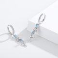 wholesale 925 Sterling Silver Mermaid Blue Crystal Drop Dangle Hook Earrings for Women Girls-0-5