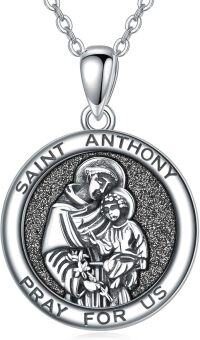 wholesale 925 Sterling Silver Saint Anthony Pendant Necklace with Chain - Religious Gift for Women and Men-Saint Anthony-2