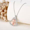 wholesale 925 Sterling Silver Footprint Pendant with Cubic Zirconia Heart Shape Necklace for Women Girls-0-2