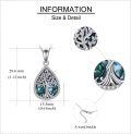wholesale 925 Sterling Silver Green Abalone Shell Tree Of Life Pendant Necklace with Cubic Zirconia Accents-0-4