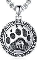 wholesale 925 Sterling Silver Wolf Paw Print Pendant Necklace  for Men Norse Viking Jewelry-0-0