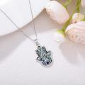 wholesale 925 Sterling Silver Hamsa Hand Lotus Evil Eye Abalone Shell Pendant Necklace-0-4