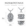 wholesale 925 Sterling Silver Oxidized Saint Michael The Archangel Oval Pendant Necklace-0-6