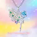 TOUPOP Sterling Silver Stone Fairy Butterfly Angel Pendant Necklace-0-1