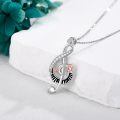 wholesale 925 Sterling Silver Musical Note Pendant Necklace with Cubic Zirconia and Rose Gold Accents-0-4