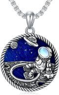 wholesale 925 Sterling Silver Moonstone Astronaut Pendant Necklace - Space Themed Jewellery Gifts for Him Her-0-0