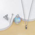 wholesale 925 Sterling Silver Blue Abalone Shell Flower Pendant Urn Keepsake Memorial Ashes Holder Necklace for Men & Women-0-3