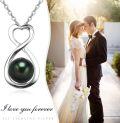 wholesale 925 Sterling Silver 7mm Black Pearl Necklace Elegant Minimalist Pendant-0-3