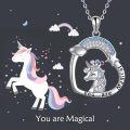 wholesale 925 Sterling Silver Magical Unicorn Rainbow Pendant Necklace for Women Girls Gifts-0-5