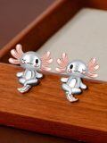 wholesale 925 Sterling Silver Cute Axolotl Meditation Earrings-0-1