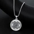 wholesale 925 Sterling Silver Saint Christopher Protect Us Round Medal Pendant Necklace for Men & Women-0-3