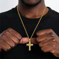 wholesale Gold 925 Sterling Silver Celtic Cross Pendant on Rolo Chain - Irish Knot Protection Jewelry for Men (24) -0-2