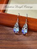 wholesale 925 Sterling Silver Rainbow Moonstone Drop Earrings Oxidized Vintage Filigree Hollow Dangle-0-3