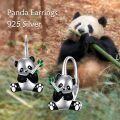 wholesale 925 Sterling Silver Cartoon Panda Bamboo Leverback Earrings for Women Girls Gifts 3D Animal Charm Jewelry Accessories-0-5