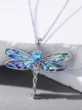 wholesale 925 Sterling Silver Dragonfly Pendant With Blue Heart Gemstone And Abalone Shells Wings And Tail-0-1