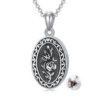 wholesale 925 Sterling Silver Oval Locket Bracelet Wholesale With Floral Engraving And Chain Clasp-1.no custom-06-June-rose-3.photo&text customized-2.text customized-06-June-rose-p-06-June-rose-text