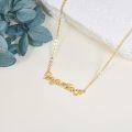 wholesale 14K Solid Mama Nameplate Pendant Necklace with Heart and Flower Charms for Women's s-0-2