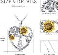 wholesale 925 Sterling Silver Tree of Life Sunflower Pendant Necklace for Women Girls  45cm Chain Length-0-5