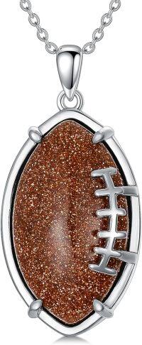 wholesale 925 Sterling Silver Goldstone Football Sports Pendant Necklace-Football Necklace