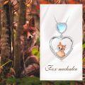 wholesale 925 Sterling Silver Heart-Shaped Moonstone Fox Pendant Necklace for Women Gifts-0-4