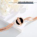 wholesale 925 Sterling Silver Plated Rose Gold Saint Jude Charm Bracelet with Black Onyx Stone and Religious Symbol for Protection-0-2