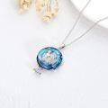 wholesale 925 Sterling Silver Blue Crystal Mermaid Pendant Necklace Sisters' s for Women-0-4