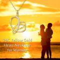 wholesale 14k Gold Interlocking Double Heart Cubic Zirconia Pendant Necklace For Women-0-4